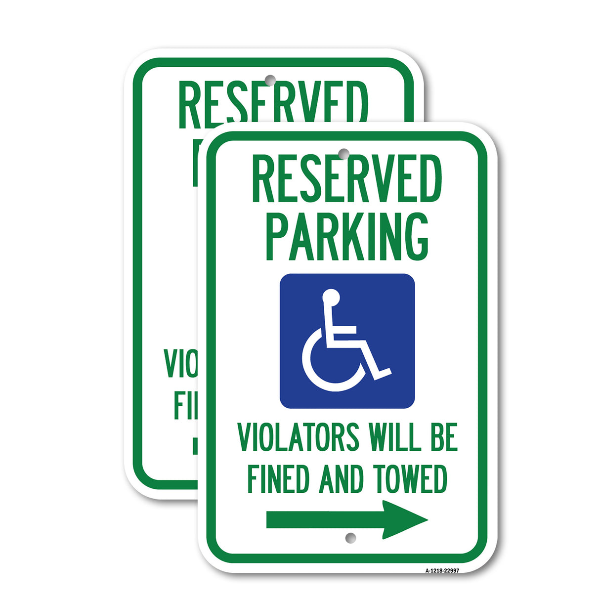 Reserved Parking Violators Will Be Fined and Towed (Right Arrow Symbol)