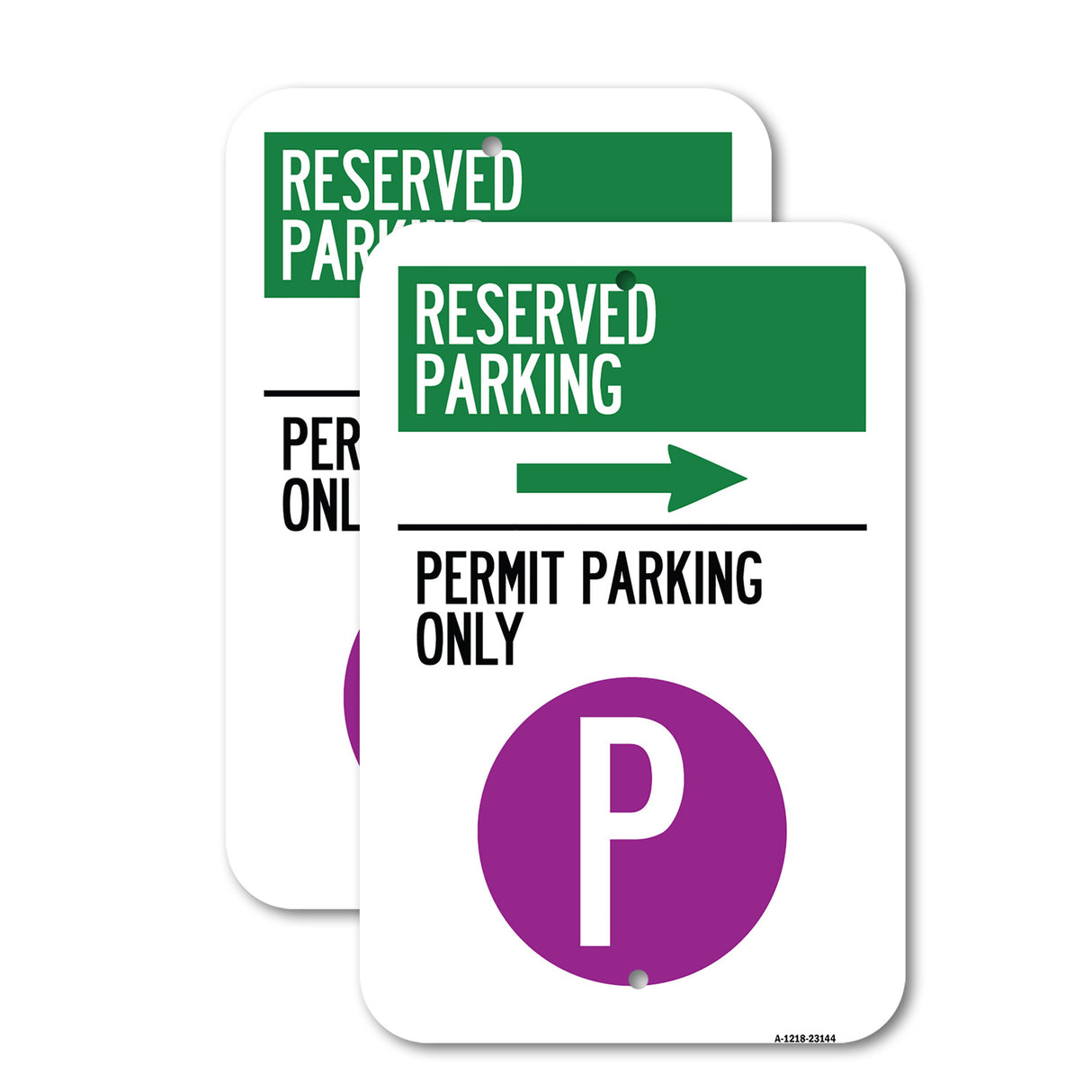 Reserved Parking - Permit Parking Only with Symbol and Right Arrow