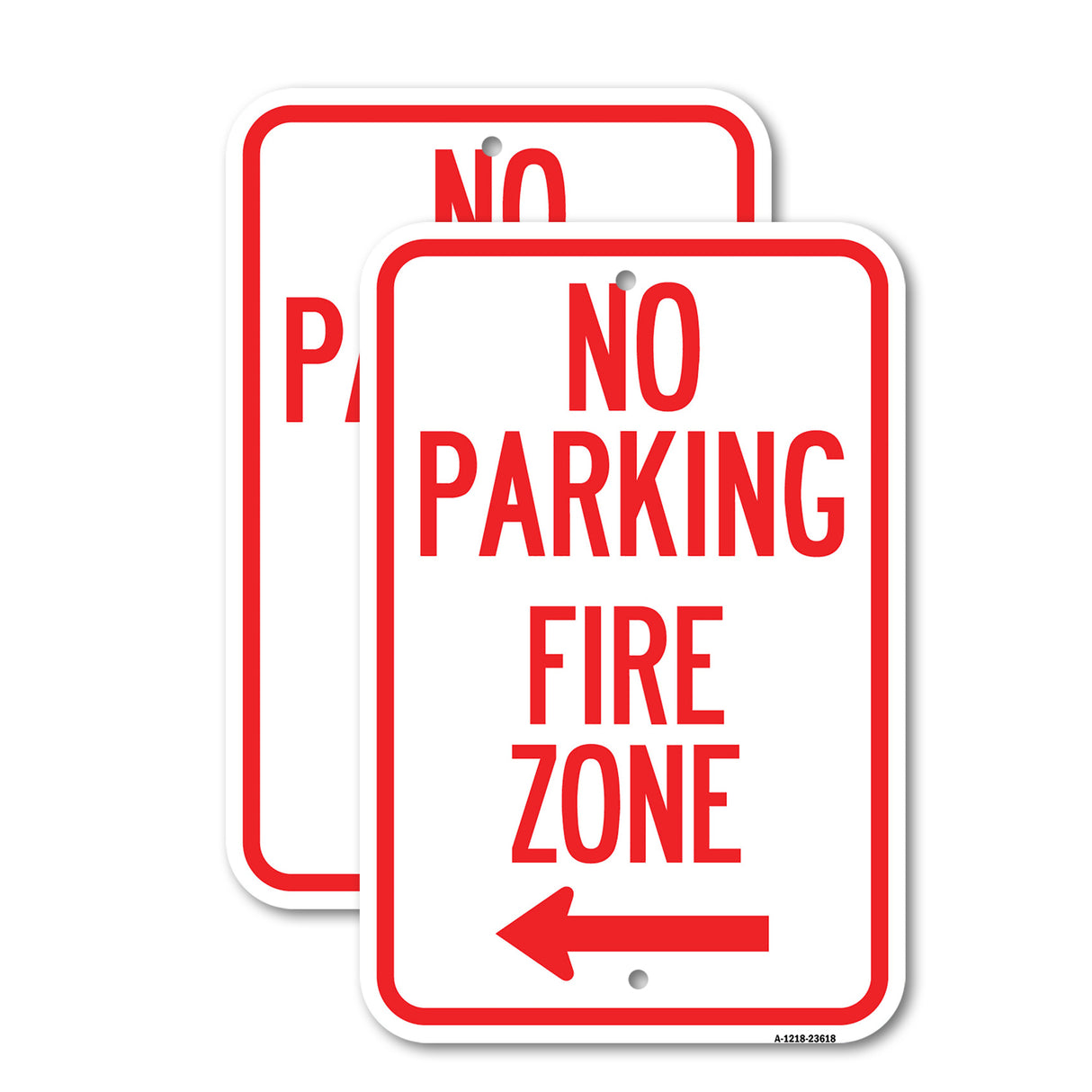 No Parking, Fire Zone with Left Arrow