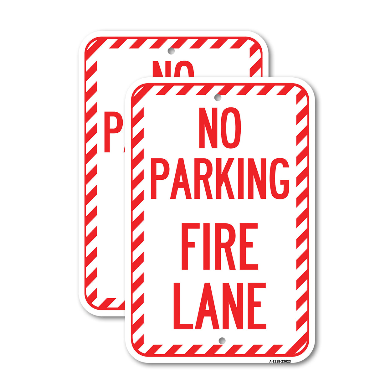 No Parking, Fire Lane with Striped Border