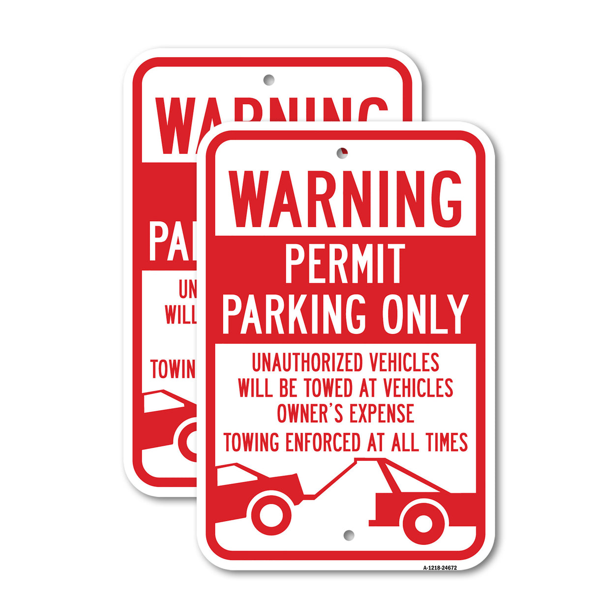 Warning Permit Parking Only Unauthorized Vehicles
