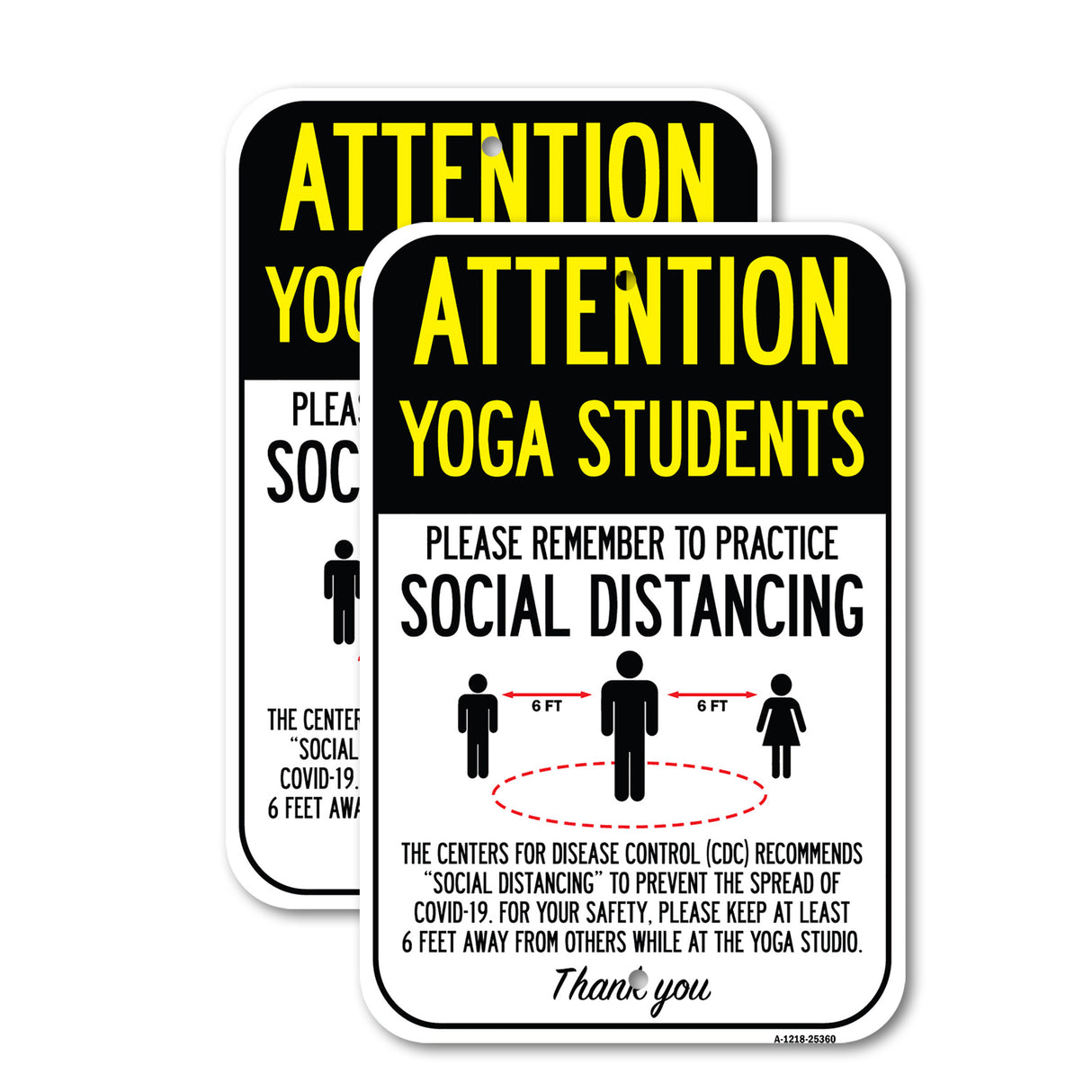 Public Safety Sign - Yoga Students Practice Social Distancing