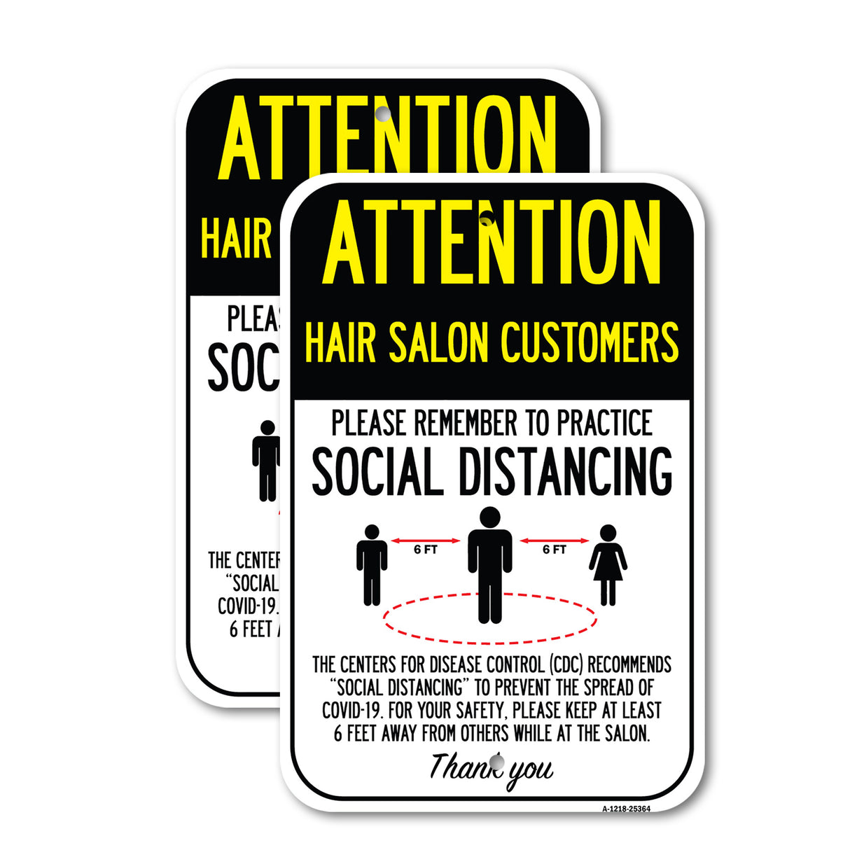 Public Safety Sign - Hair Salon Customers Practice Social Distancing