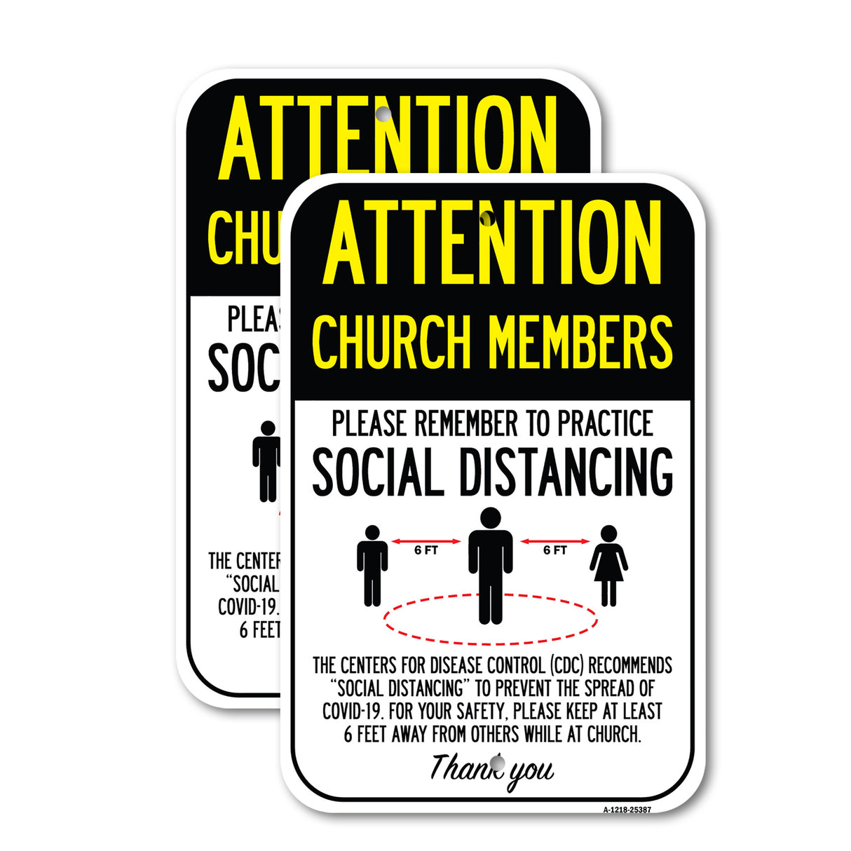 Public Safety Sign - Church Members Practice Social Distancing