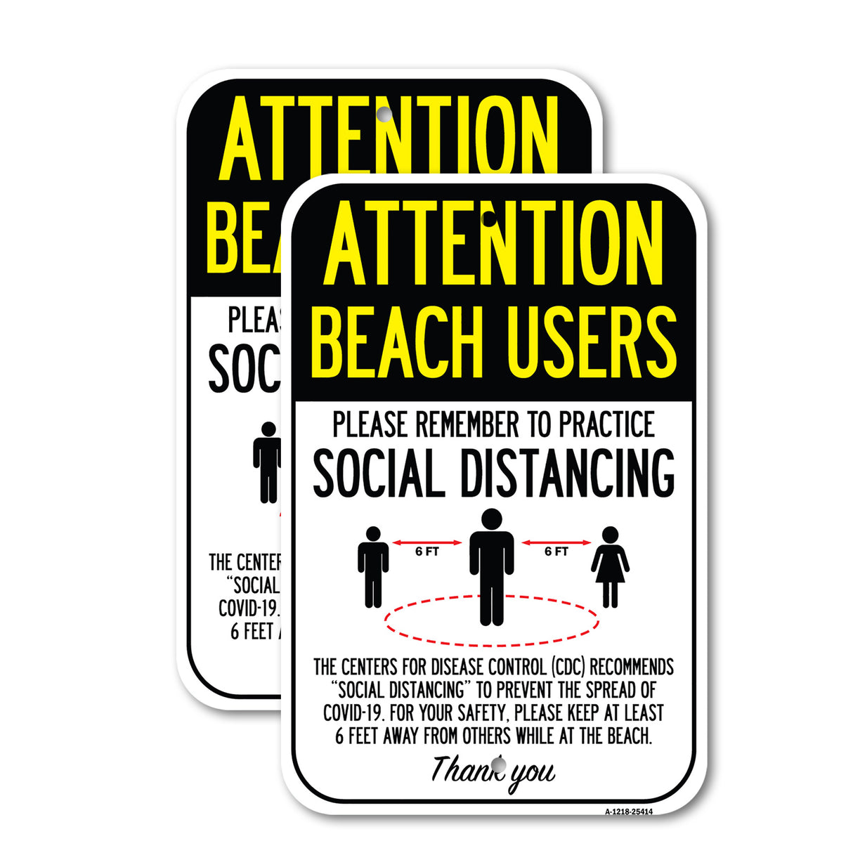 Public Safety Sign - Beach Users Practice Social Distancing