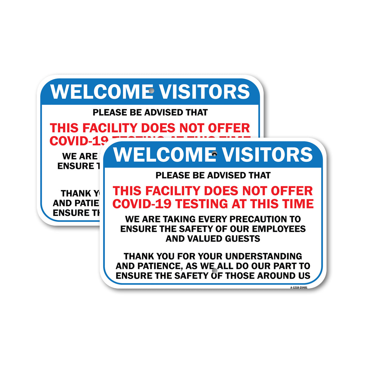 COVID-19 Sign - This Facility Does Not Offer COVID-19 Testing At This Time