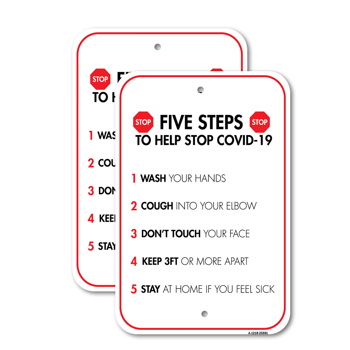 Flu Notice Sign - Five Steps To Help Stop COVID-19