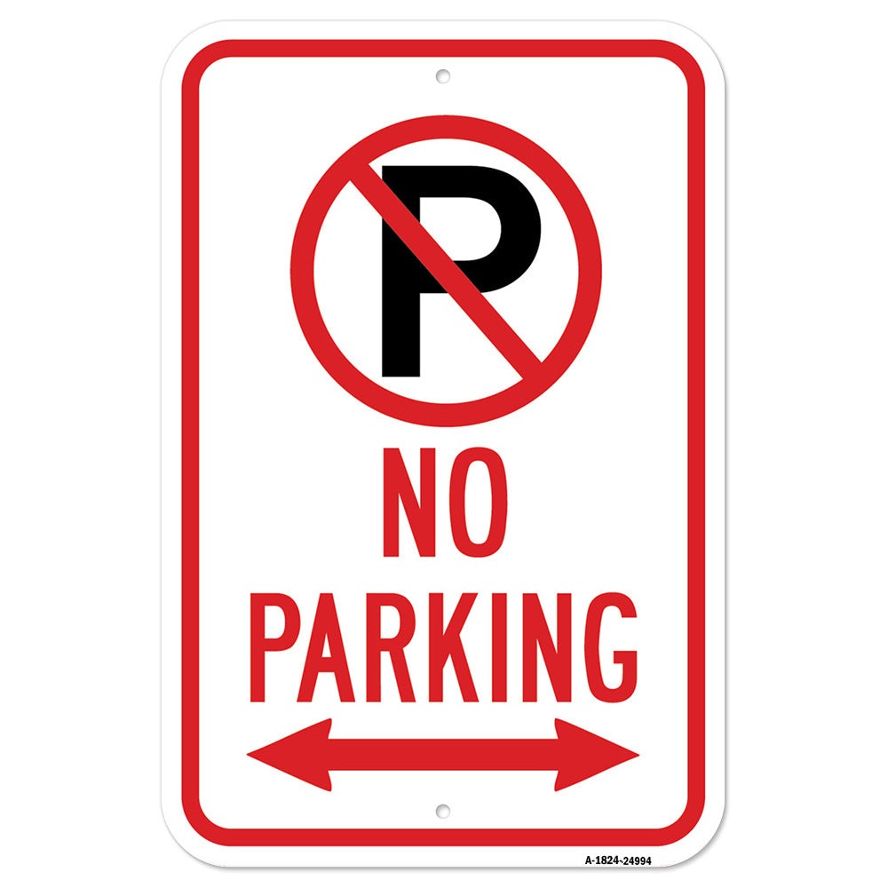No Parking With '"P" No Parking Symbol & Double Ar