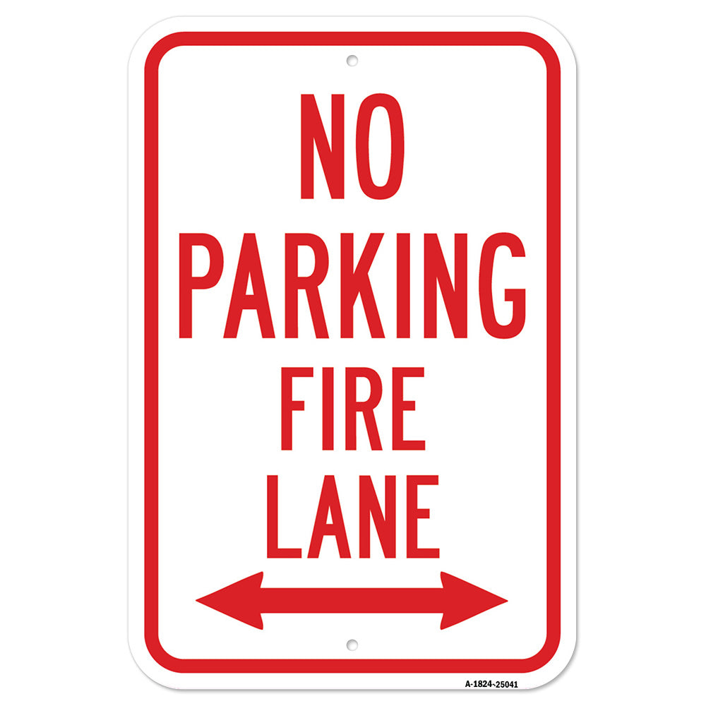 No Parking Fire Lane With Double Arrow