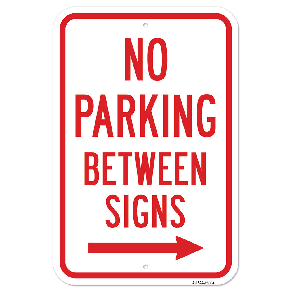 No Parking Between Signs With Right Arrow