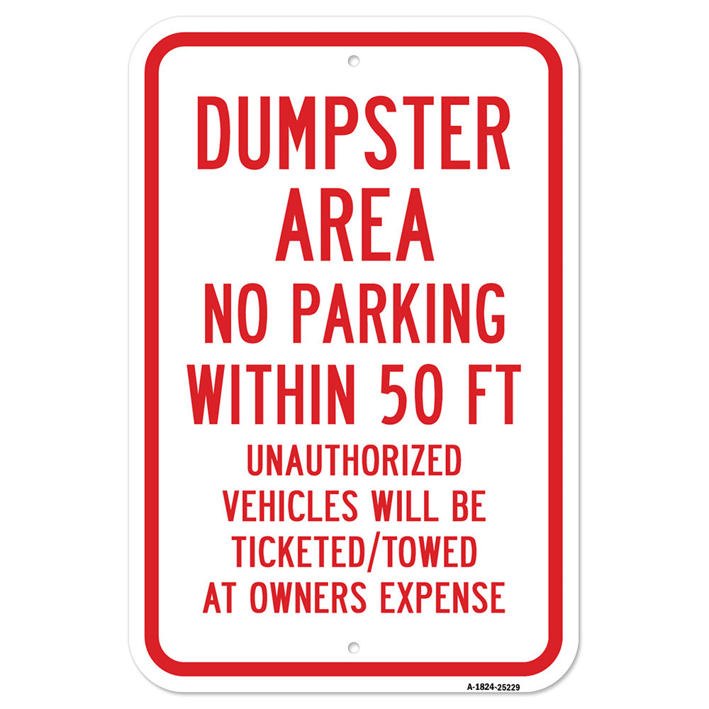Dumpster Area No Par Within 50 Ft Unauthorized Veh