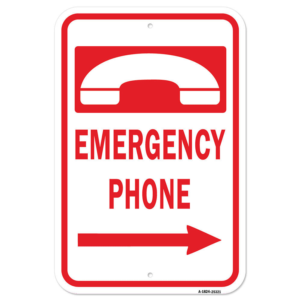 Emergency Phone W/ Right Arrow Sign