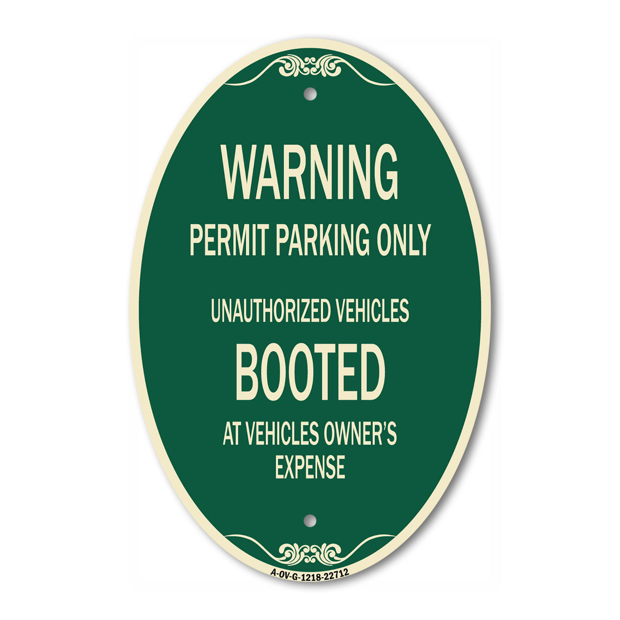 Warning Permit Parking Only Unauthorized Vehicles Booted at Vehicle Owner's Expense