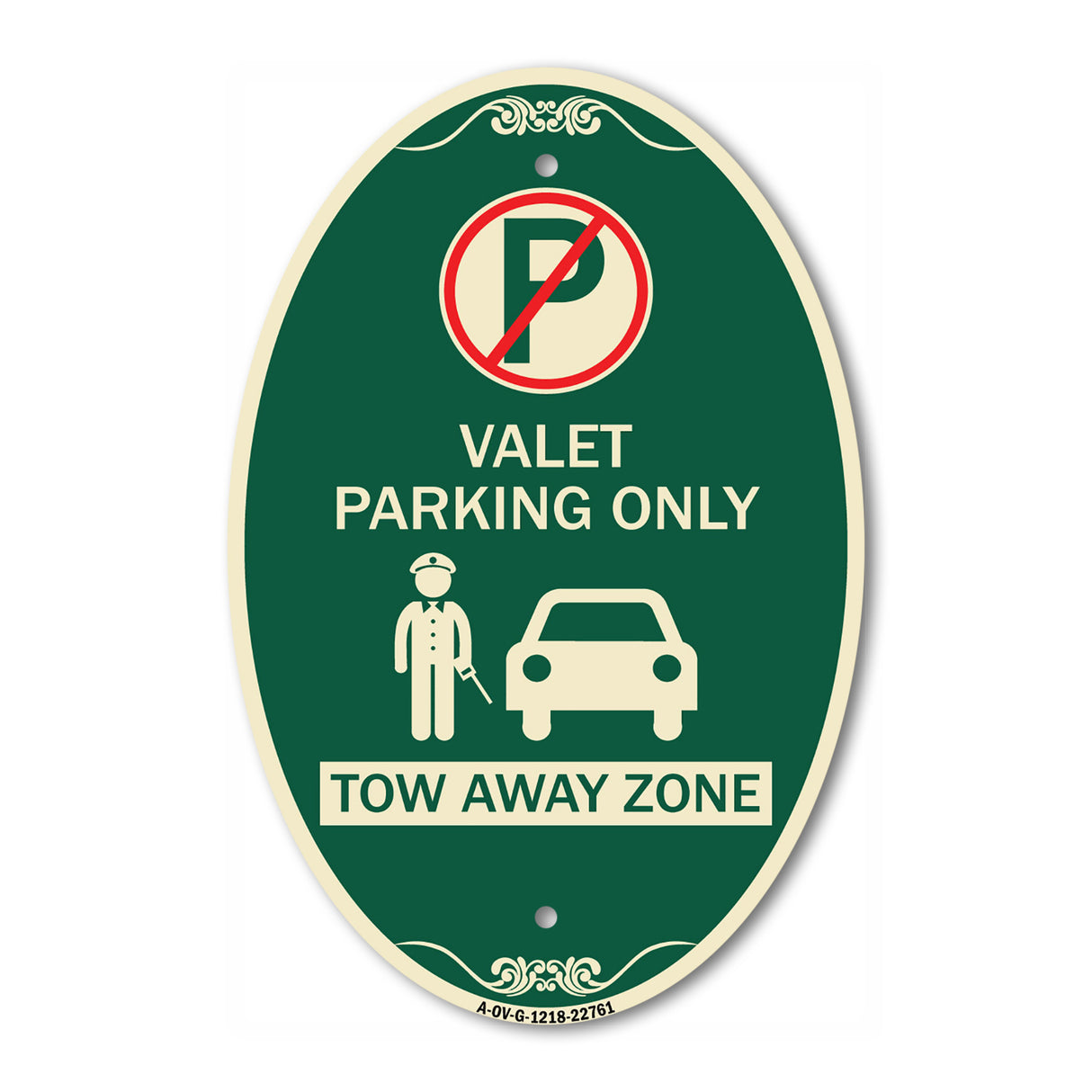 Valet Parking Only Tow Away Zone with Car Graphic