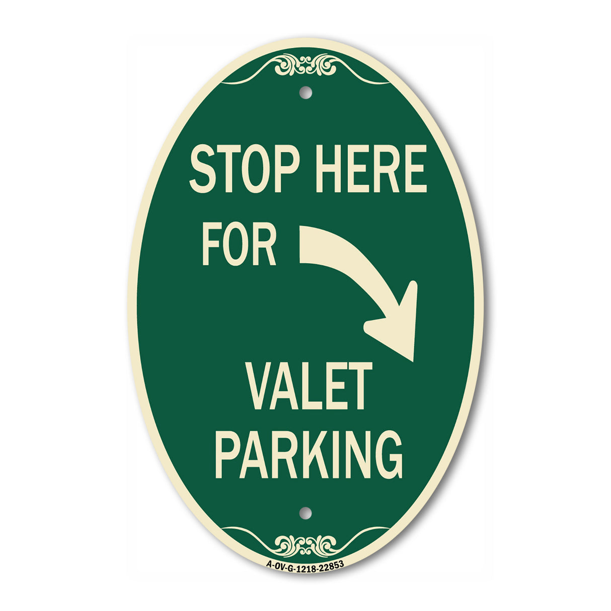 Stop Here for Valet Parking (Right Arrow)