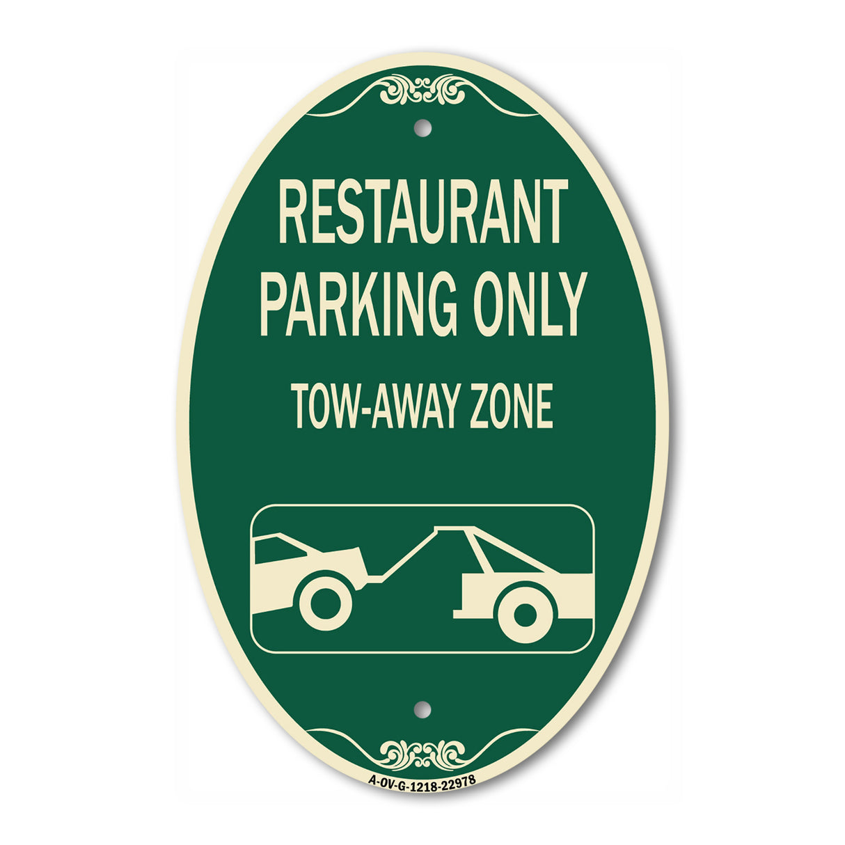 Restaurant Parking Only Tow-Away Zone (With Car Tow Graphic)
