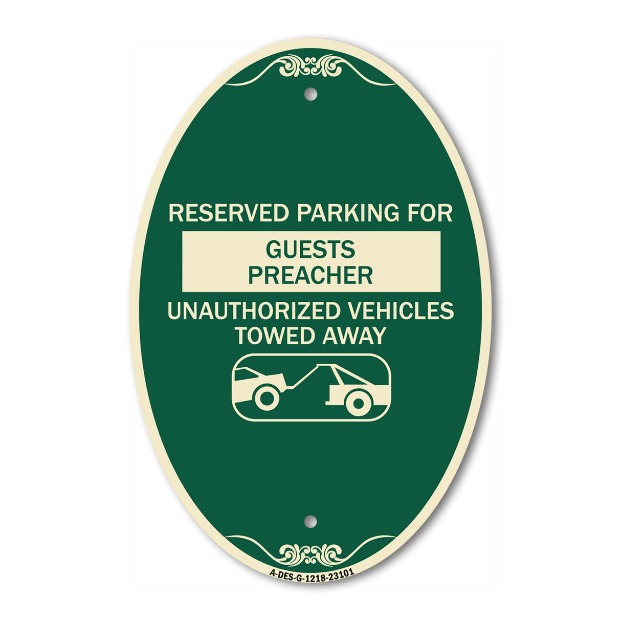 Reserved Parking for Guest Preacher Unauthorized Vehicles Towed Away (With Tow Away Graphic)