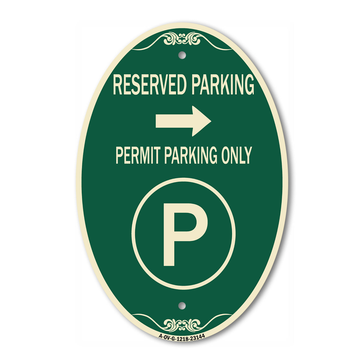 Reserved Parking - Permit Parking Only with Symbol and Right Arrow