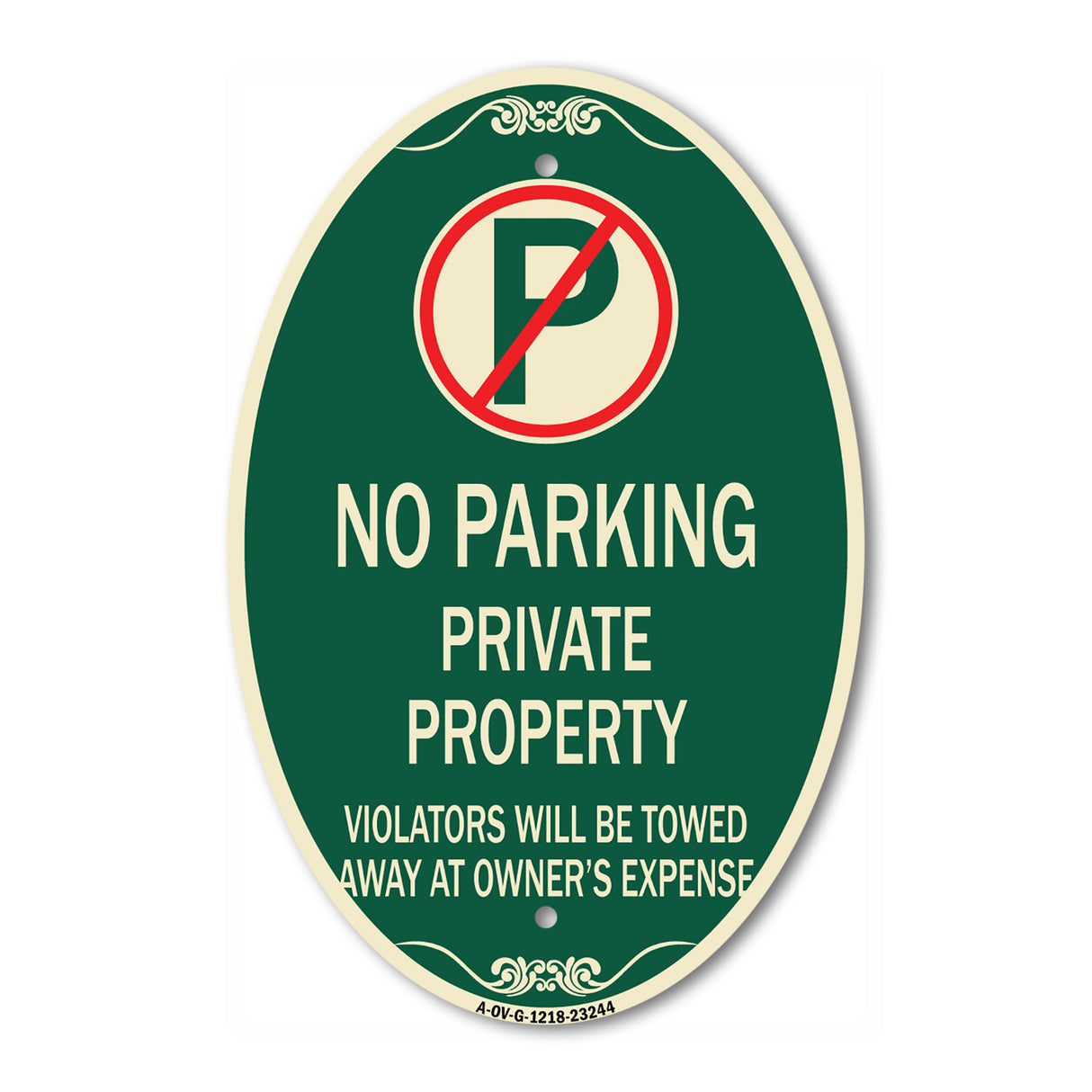 Private Property Violators Towed Away at Owner Expense with No Parking Symbol