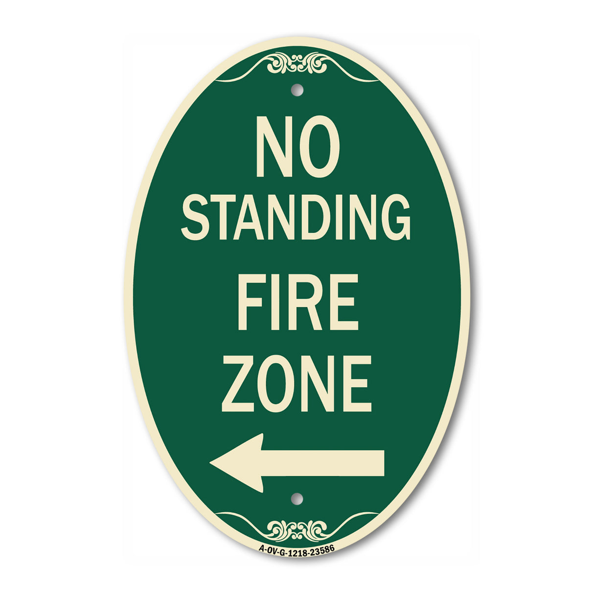 No Standing Fire Zone with Left Arrow