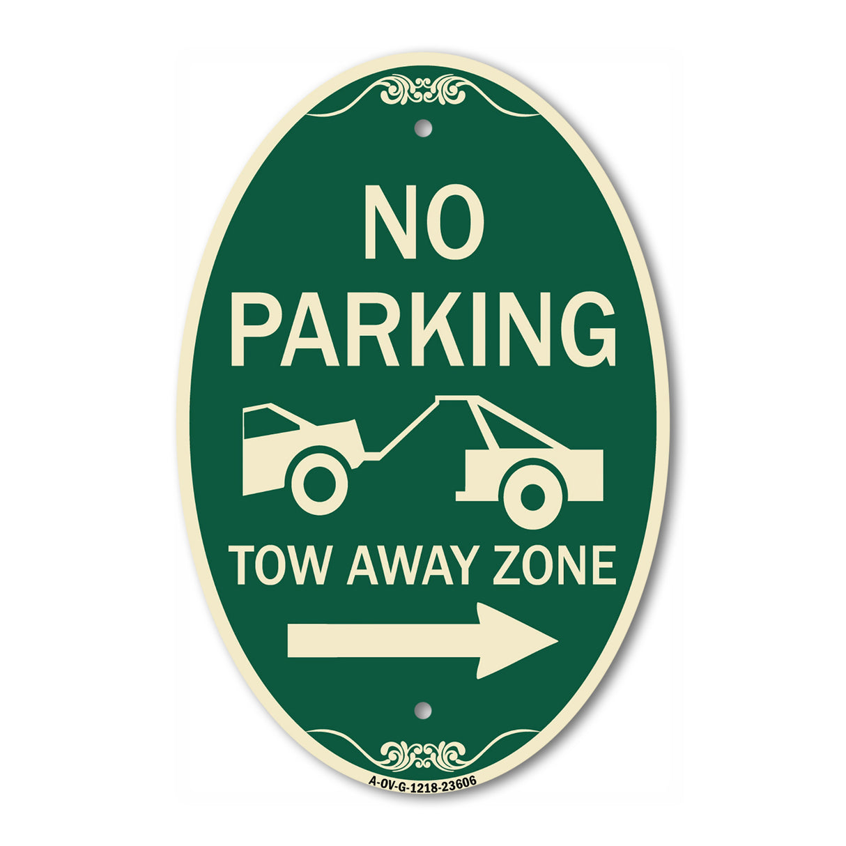 No Parking Tow-Away Zone with Right Arrow