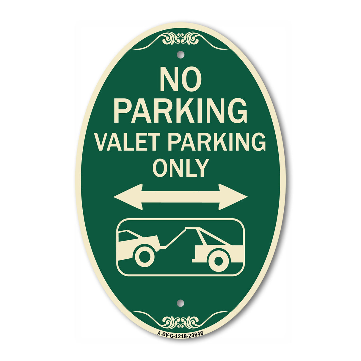 No Parking Valet Parking Only (With Bidirectional Arrow and Car Tow Graphic)