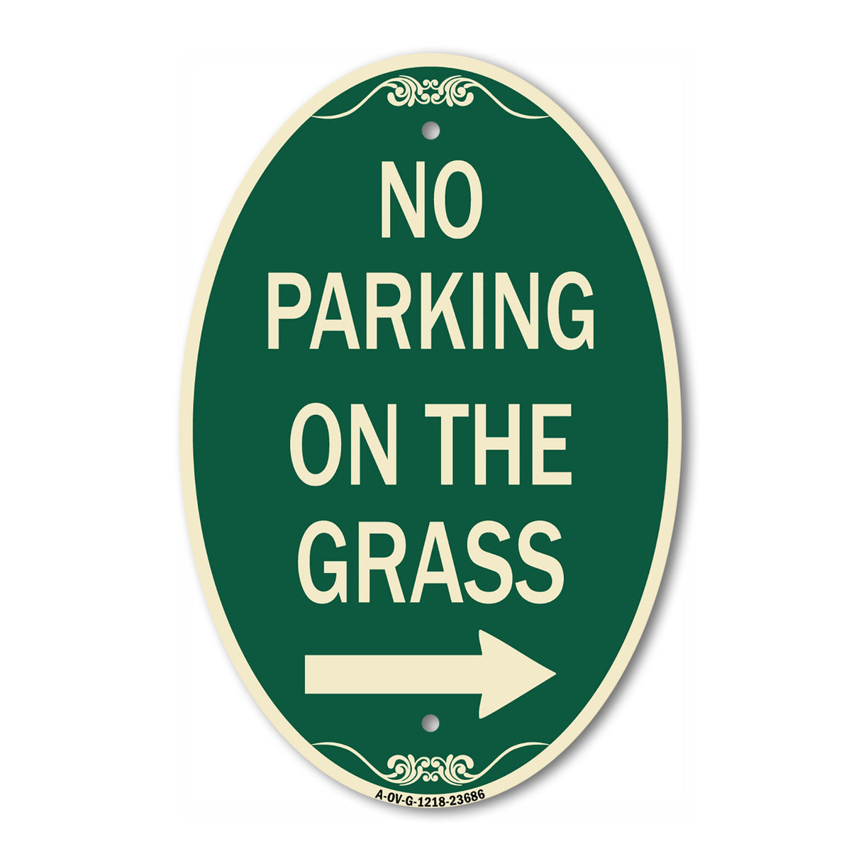 No Parking on the Grass with Right Arrow
