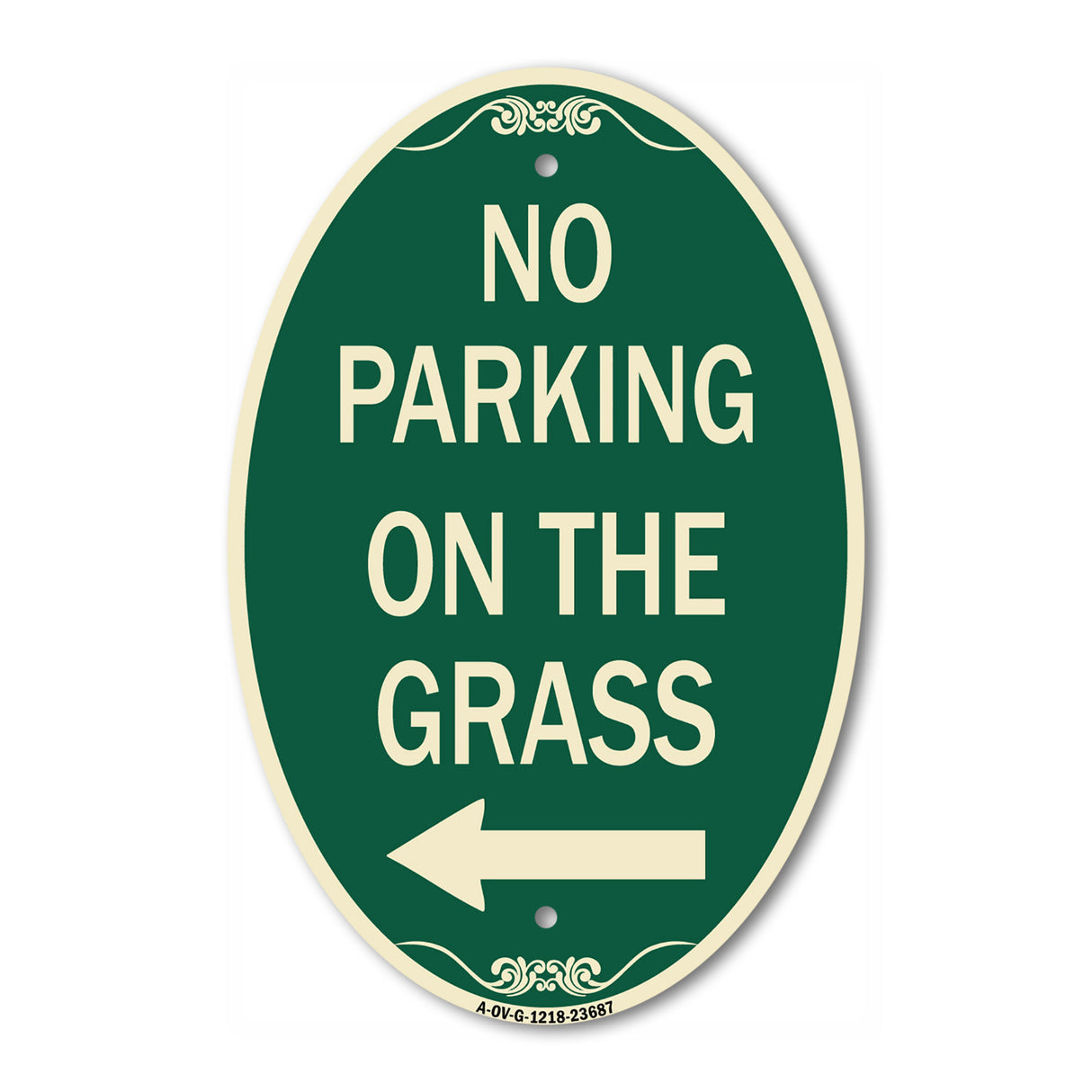 No Parking on the Grass with Left Arrow
