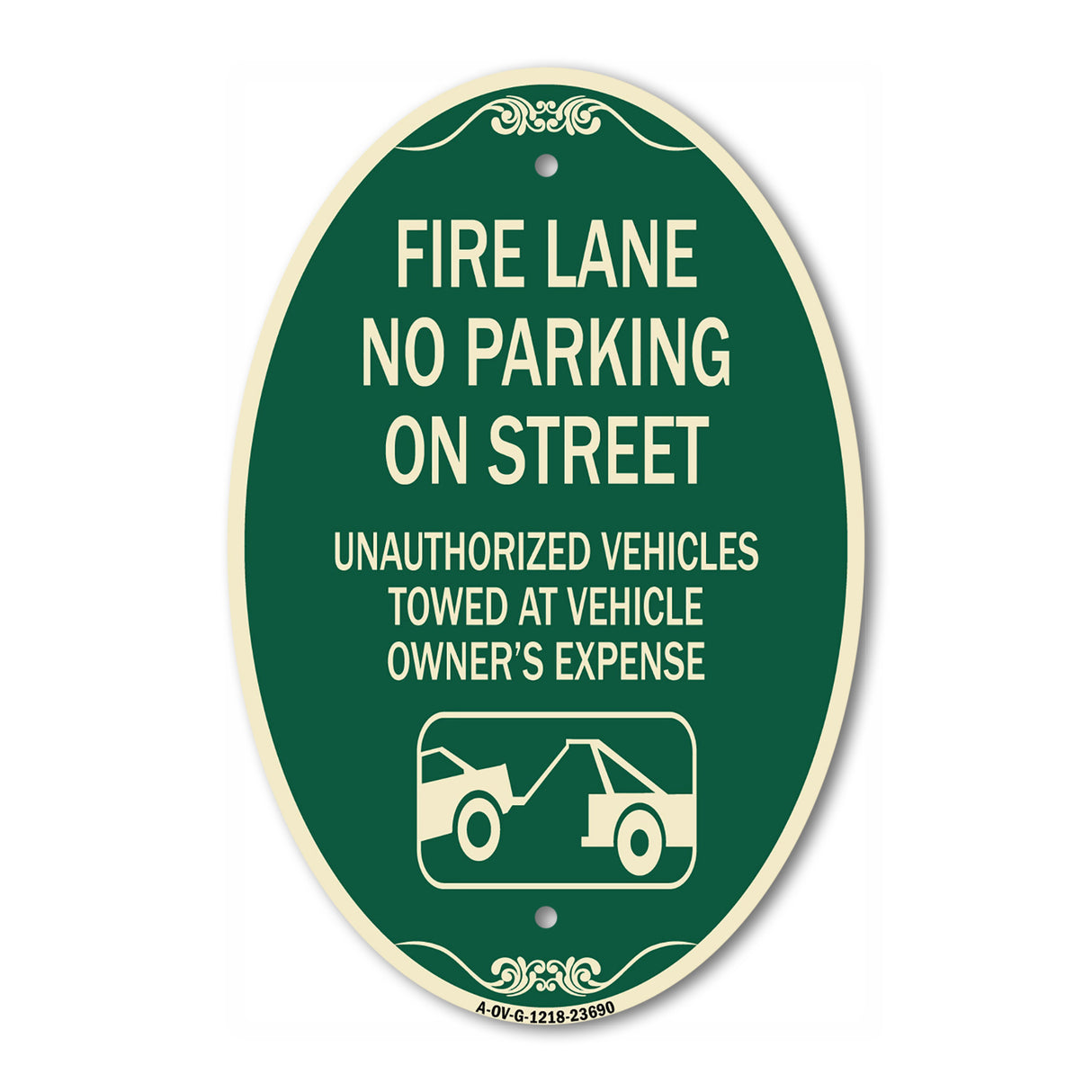 No Parking on Street Unauthorized Vehicles Towed at Vehicle Owner's Expense (With Car Tow Graphic)