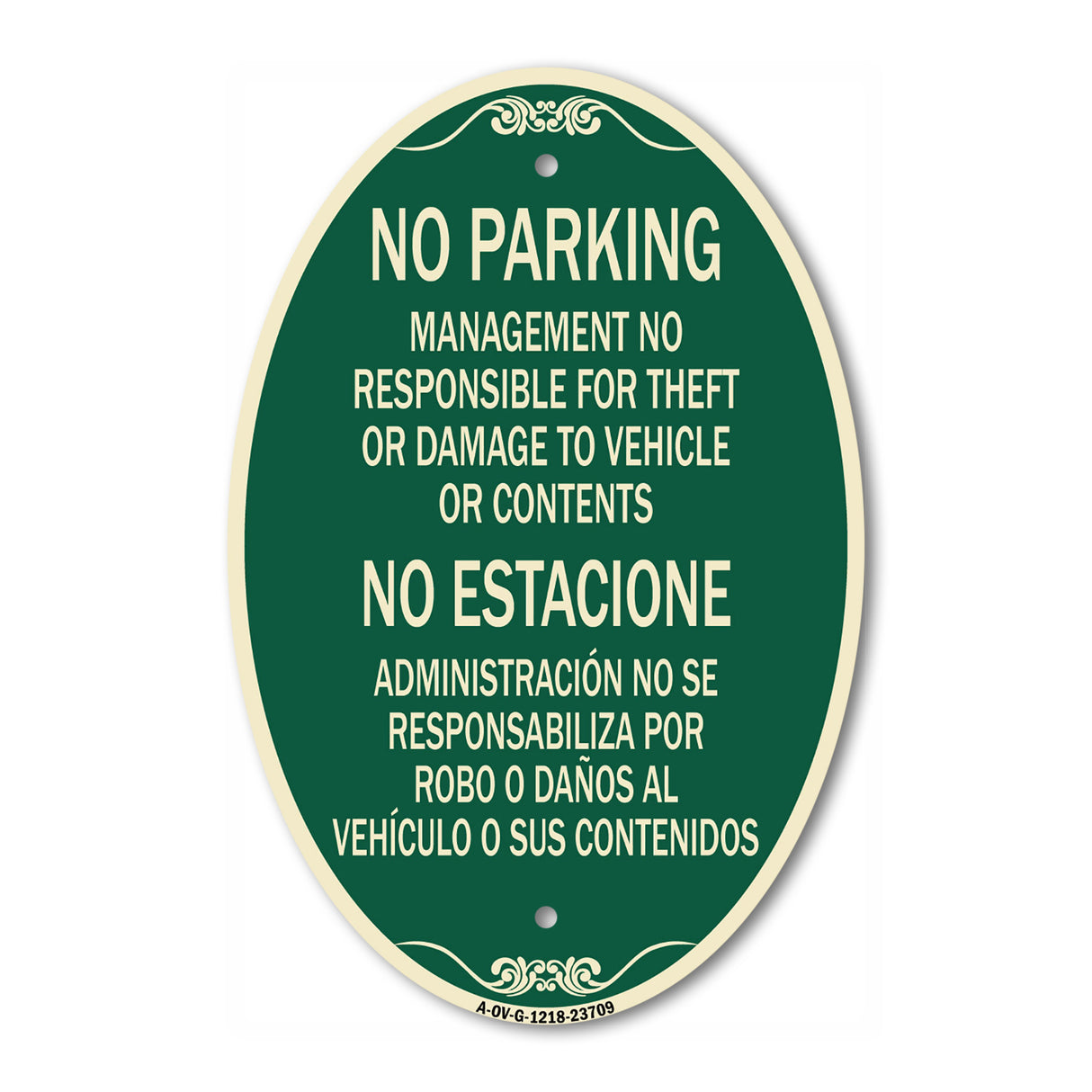 No Parking Management Not Responsible for Theft or Damage to Vehicle or Contents