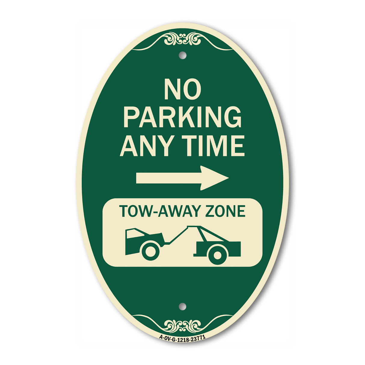 No Parking Anytime Tow-Away Zone with Right Arrow