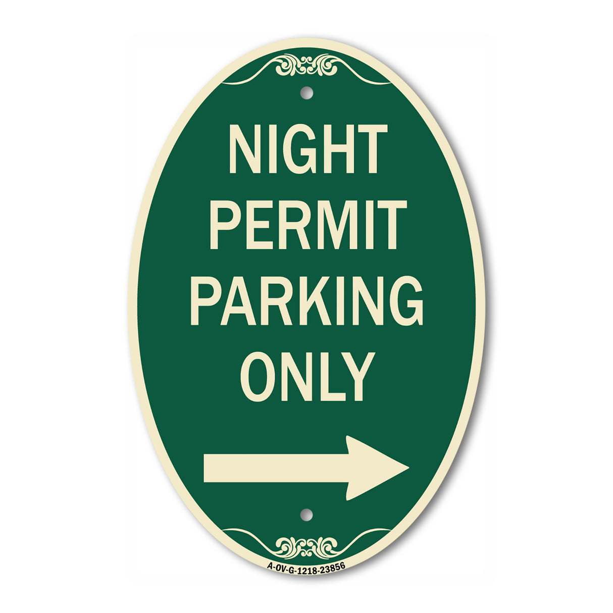 Night Permit Parking Only (With Right Arrow)