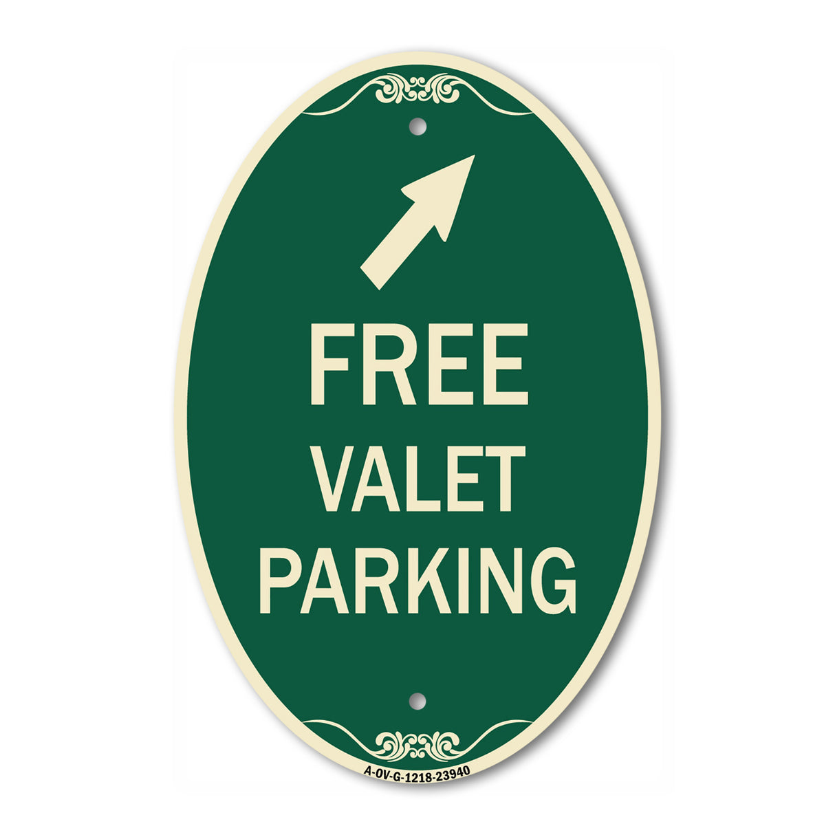 Free Valet Parking with Upper Right Arrow