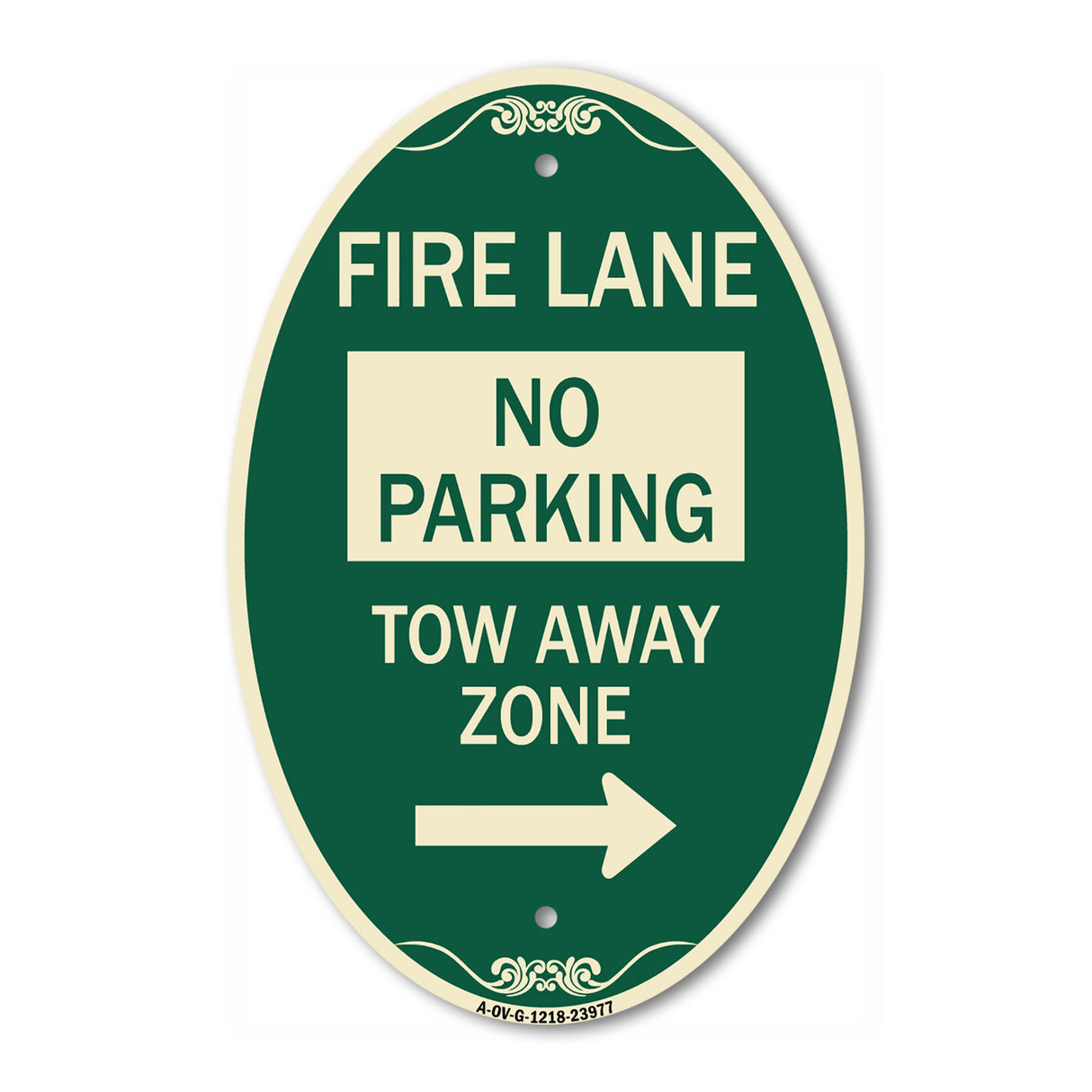 Fire Lane Tow-Away Zone with Right Arrow