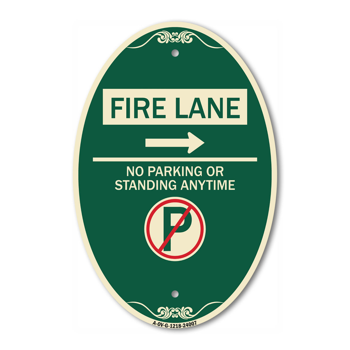 Fire Lane - No Parking or Standing Anytime (With No Parking Symbol and Right Arrow)