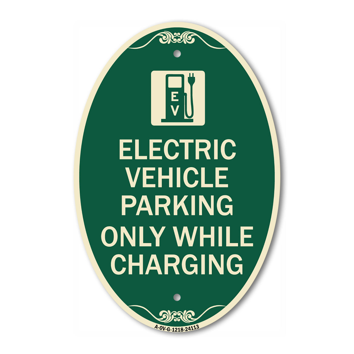 Electric Vehicle Parking Only While Charging with Graphic