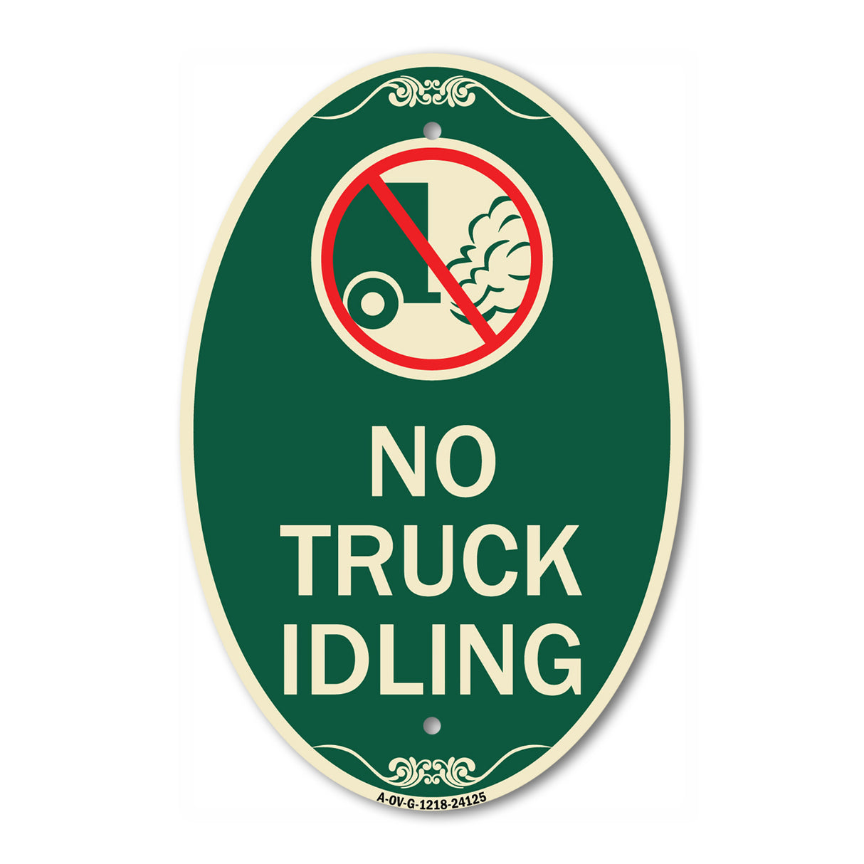 Driveway Sign No Truck Idling with Graphic