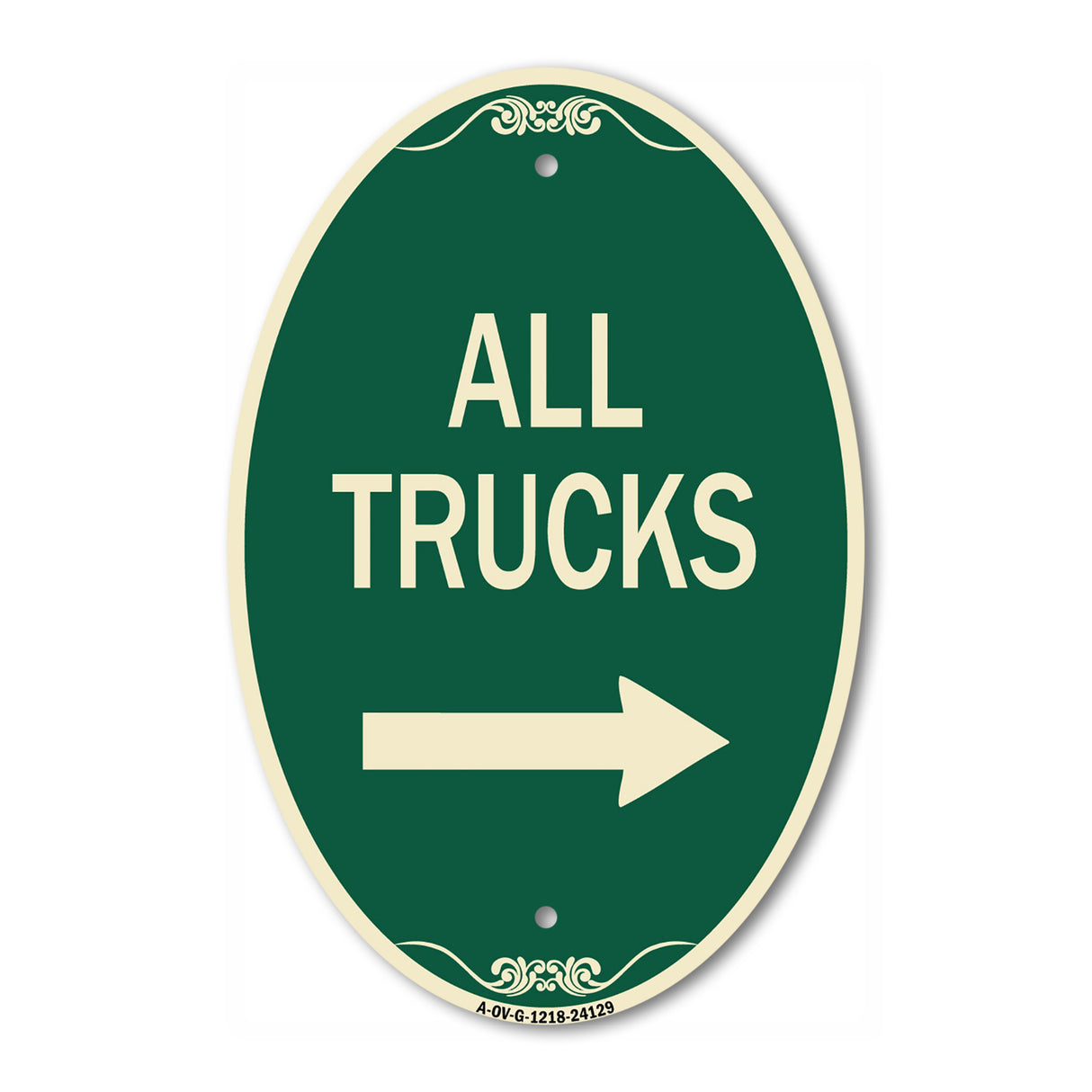 Driveway Sign All Trucks with Right Arrow