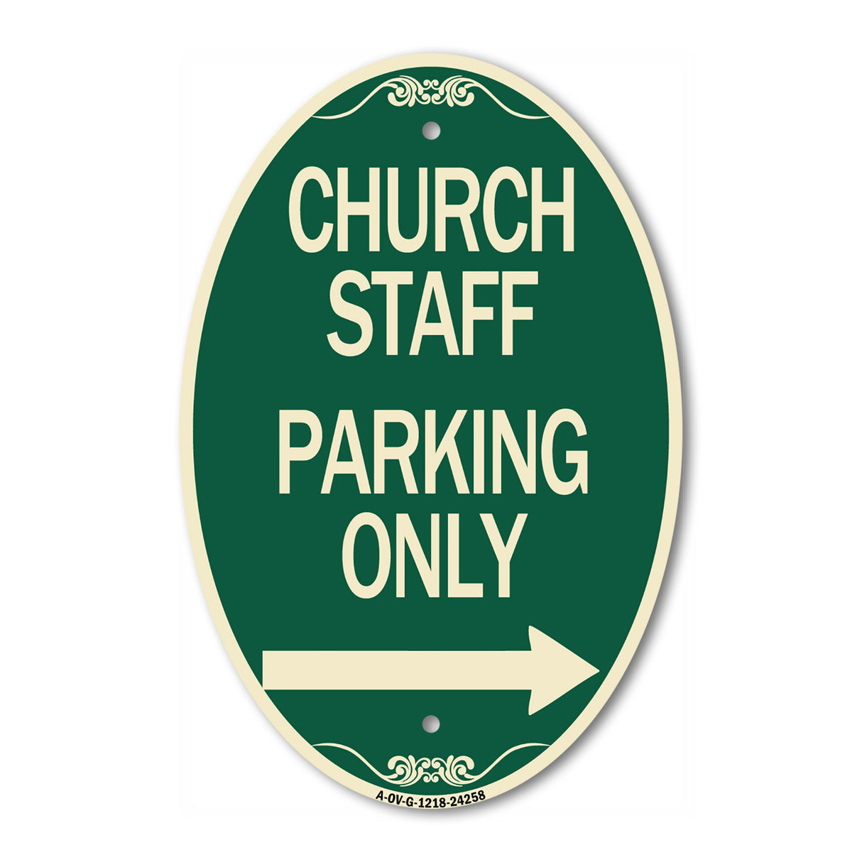 Church Staff Parking Only (With Right Arrow)
