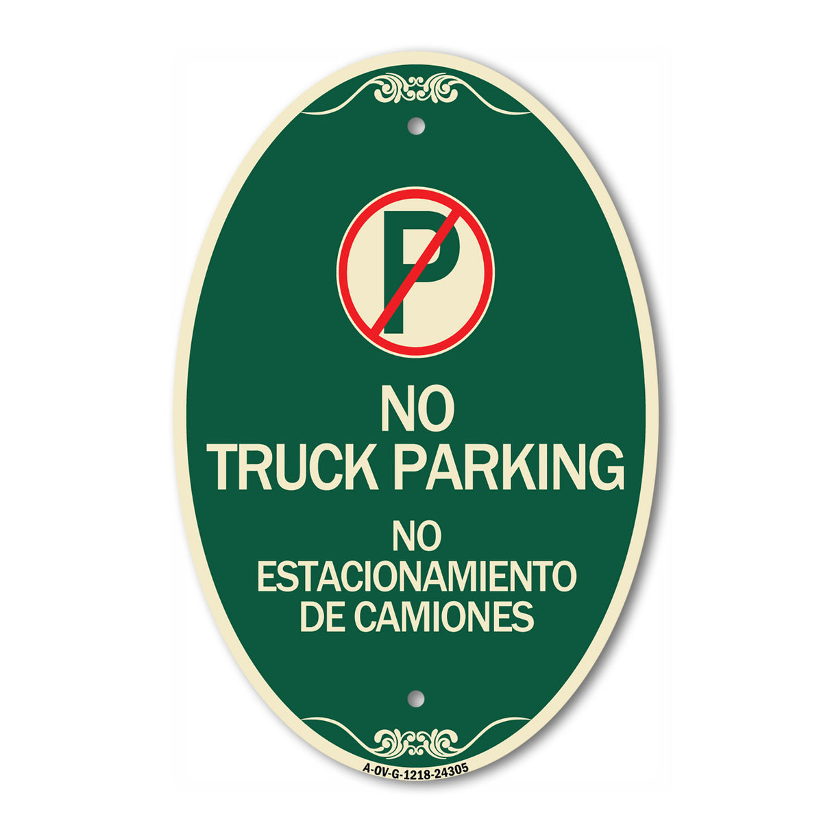 Bilingual No Parking Sign No Truck Parking No Estacionamiento De Camiones (With No Parking Symbol)