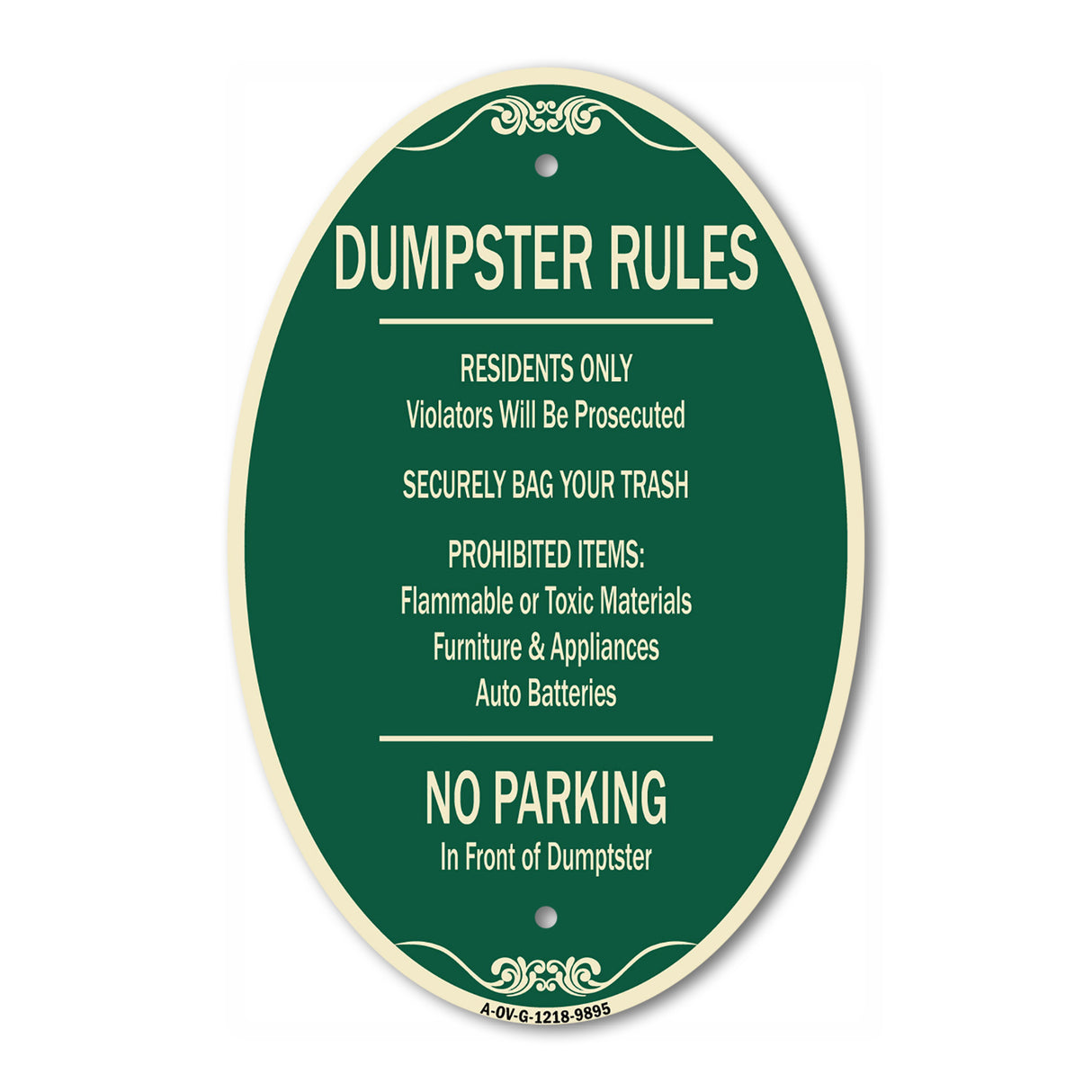 Residents Only Violators Prosecuted Bag Your Trash No Parking In Front Of Dumpster