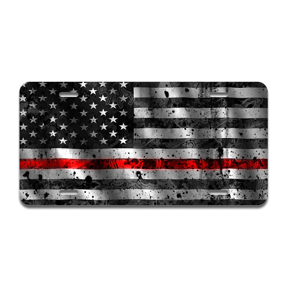 America Grunge Flag In The Wind Red