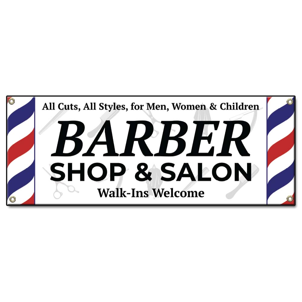 Barber Shop & Salon Walk-Ins Welcome Banner