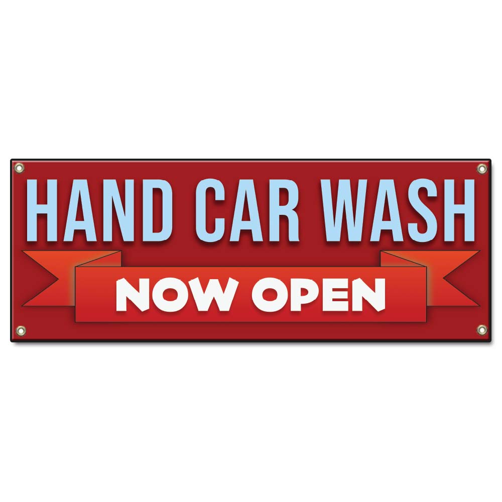 Hand Car Wash Now Open Banner