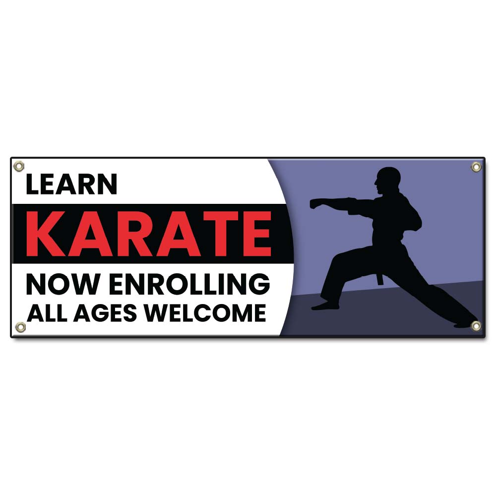 Learn Karate Now Enrolling All Ages Welcome Banner