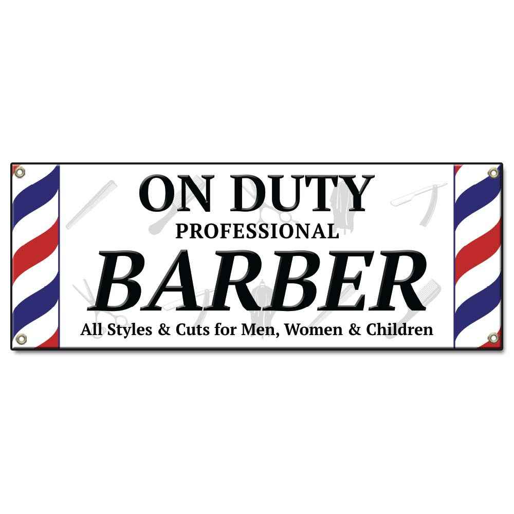On Duty Professional Barber Banner