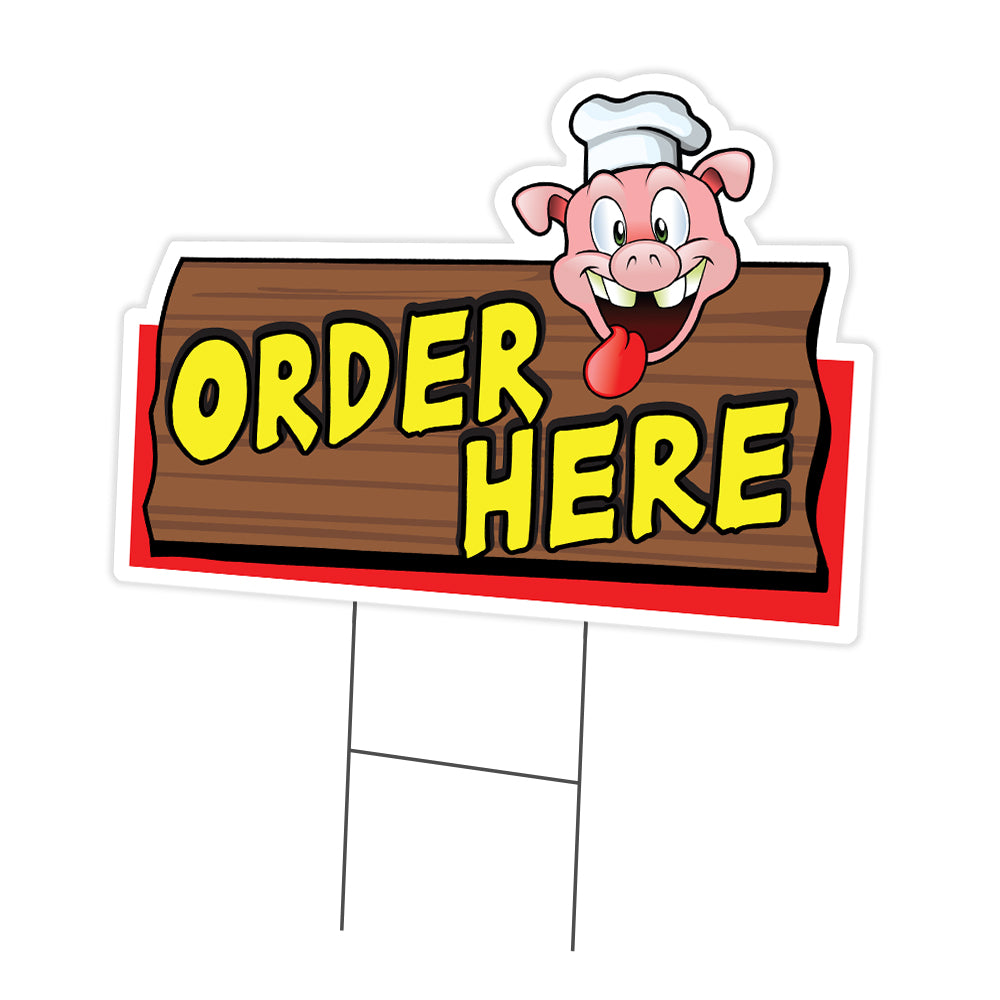 Order Here Pig Sign Die Cut