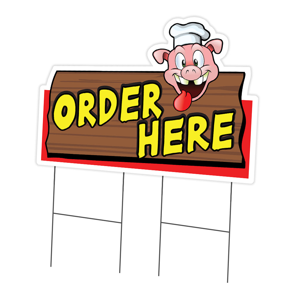 Order Here Pig Sign Die Cut