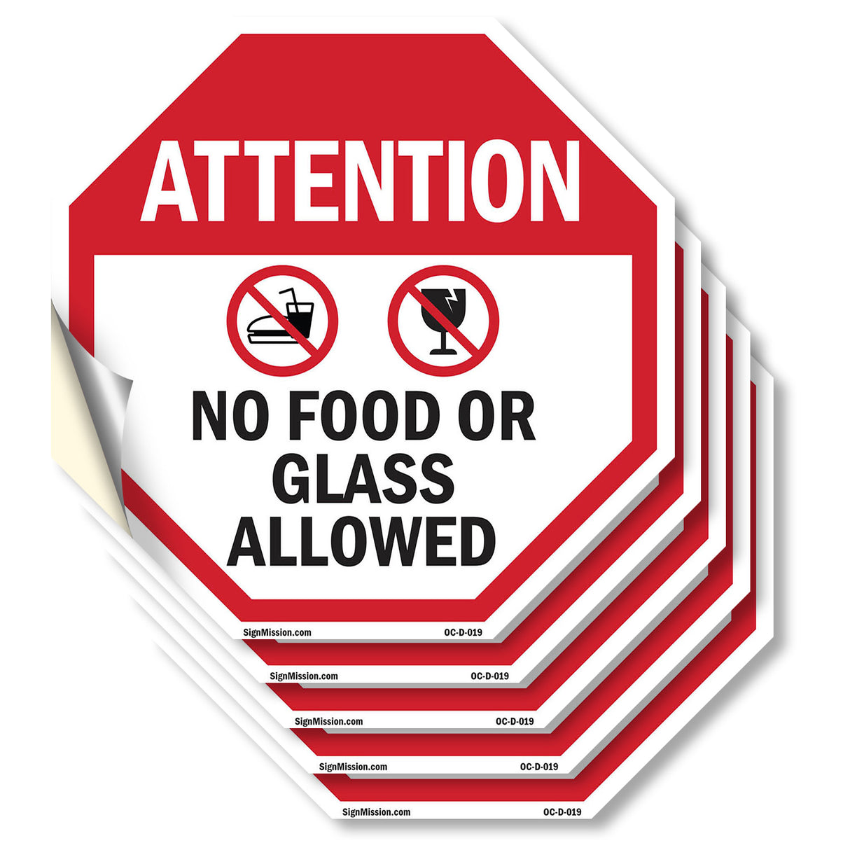 Attention No Food or Glass Allowed