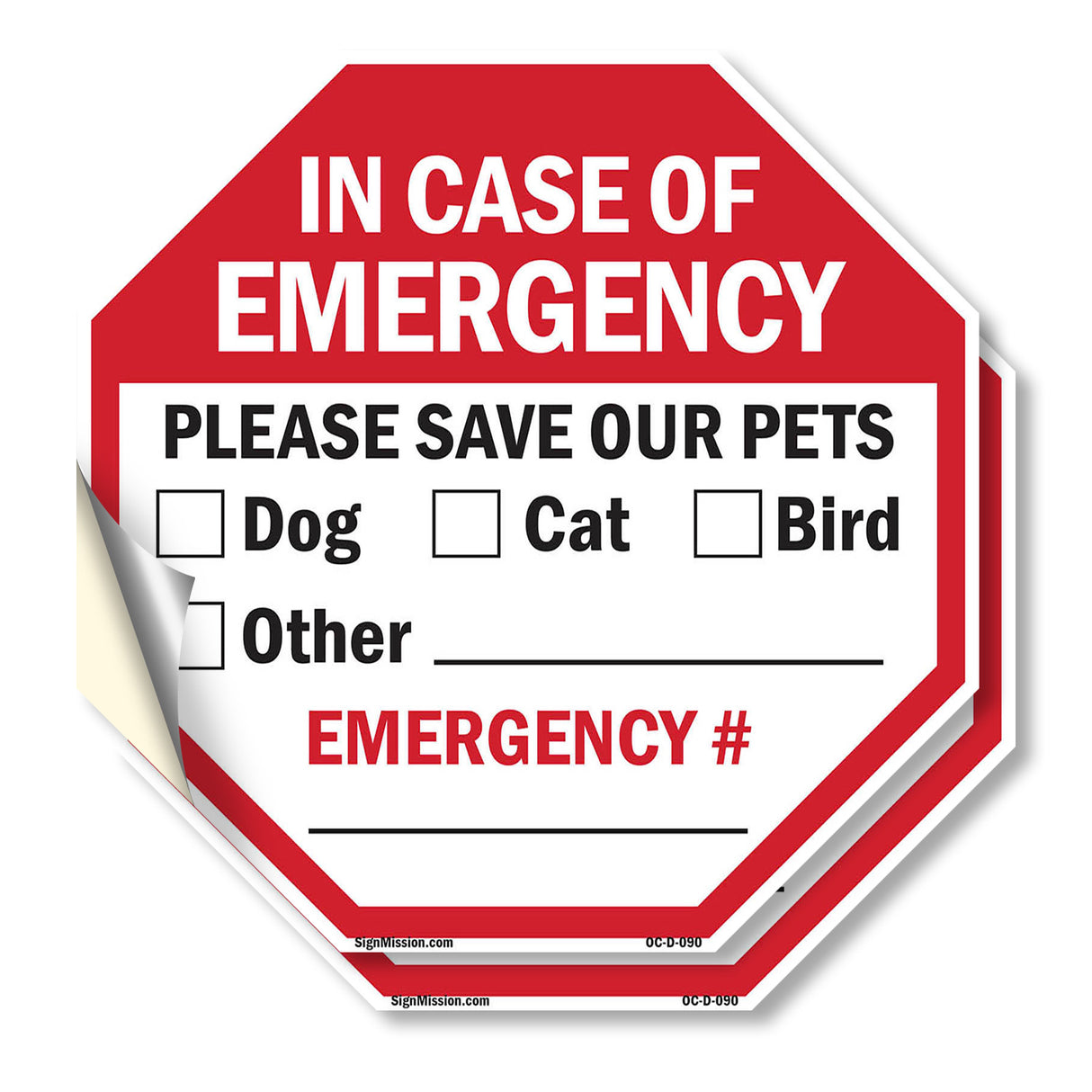 In Case of Emergency Please Save Our Pets ☐ Dog ☐ Cat ☐ Bird Other Emergency #